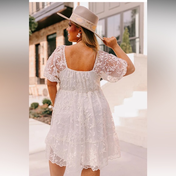 Shop Impressions Embroidered Mini Dress Cream - Picture 3 of 5